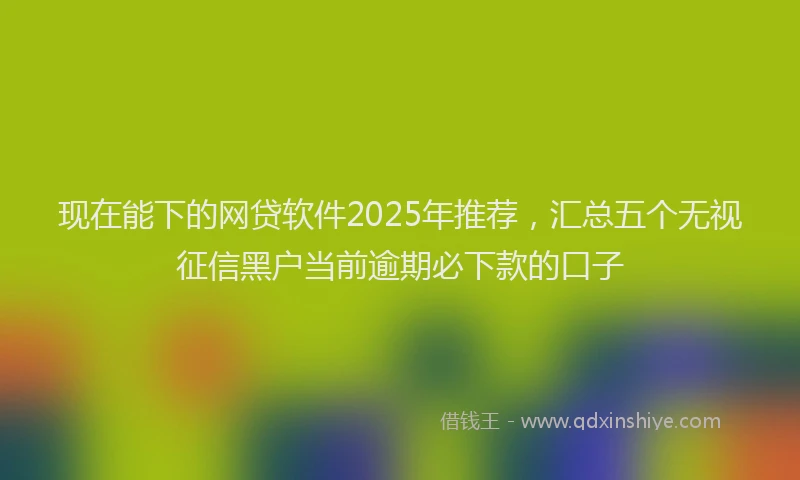现在能下的网贷软件2025年推荐，汇总五个无视征信黑户当前逾期必下款的口子