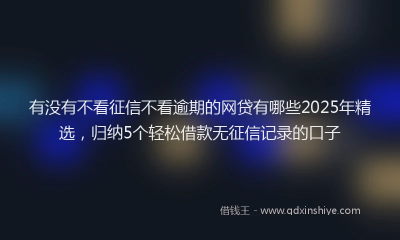 有没有不看征信不看逾期的网贷有哪些2025年精选，归纳5个轻松借款无征信记录的口子