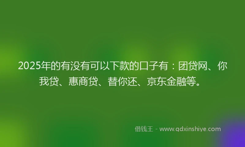 2025年的有没有可以下款的口子有：团贷网、你我贷、惠商贷、替你还、京东金融等。