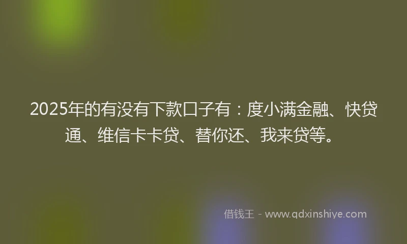 2025年的有没有下款口子有：度小满金融、快贷通、维信卡卡贷、替你还、我来贷等。
