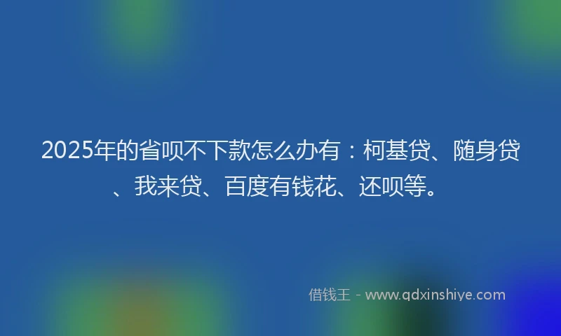 2025年的省呗不下款怎么办有：柯基贷、随身贷、我来贷、百度有钱花、还呗等。