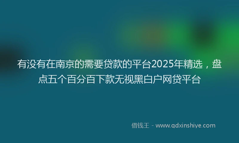 有没有在南京的需要贷款的平台2025年精选，盘点五个百分百下款无视黑白户网贷平台
