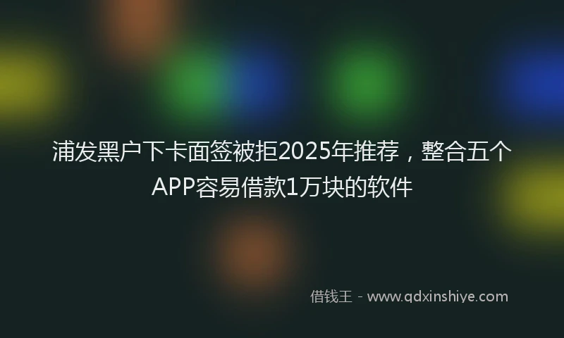 浦发黑户下卡面签被拒2025年推荐，整合五个APP容易借款1万块的软件
