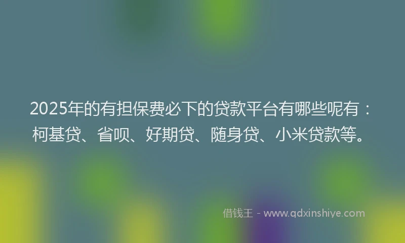 2025年的有担保费必下的贷款平台有哪些呢有：柯基贷、省呗、好期贷、随身贷、小米贷款等。