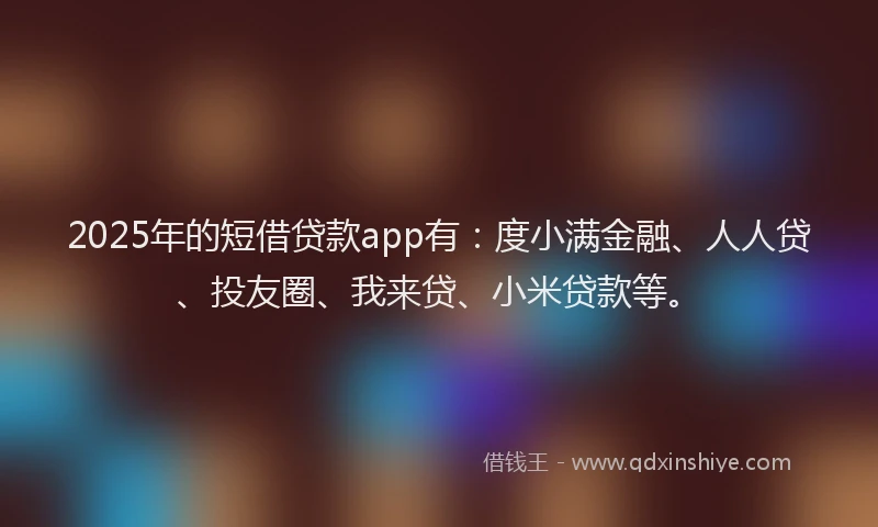 2025年的短借贷款app有：度小满金融、人人贷、投友圈、我来贷、小米贷款等。