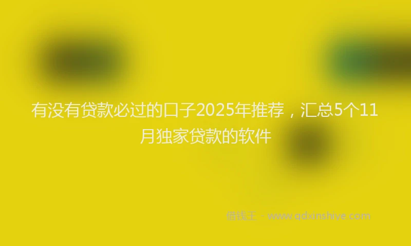 有没有贷款必过的口子2025年推荐，汇总5个11月独家贷款的软件