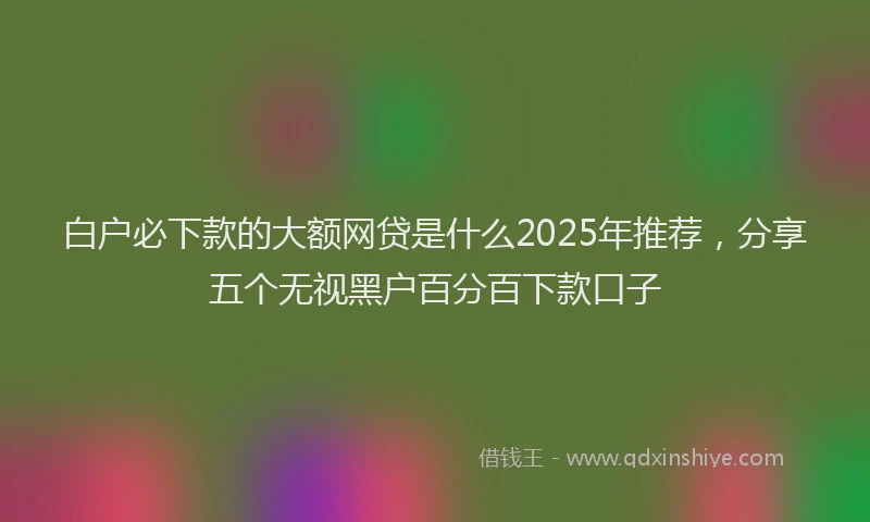 白户必下款的大额网贷是什么2025年推荐，分享五个无视黑户百分百下款口子