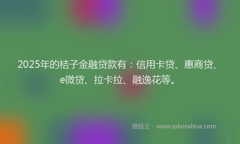 2025年的桔子金融贷款有：信用卡贷、惠商贷、e微贷、拉卡拉、融逸花等。