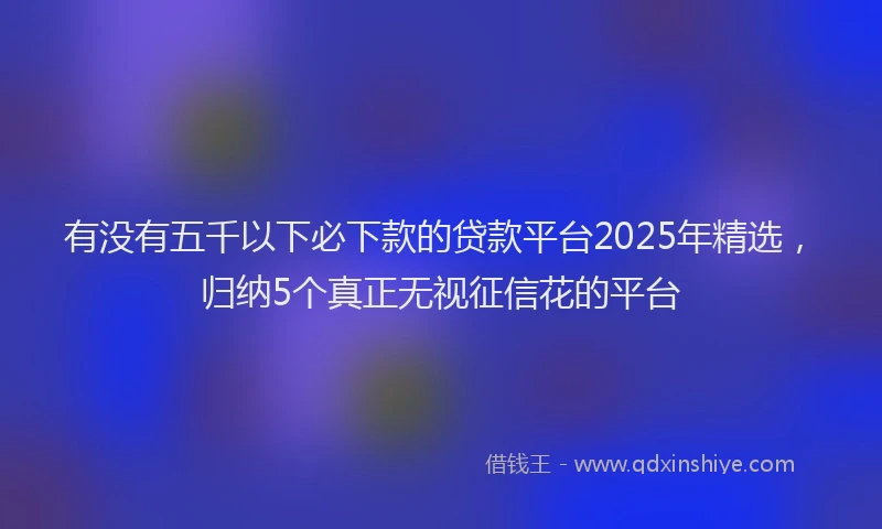 有没有五千以下必下款的贷款平台2025年精选，归纳5个真正无视征信花的平台