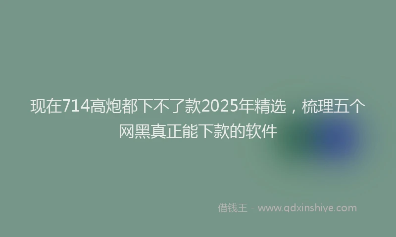 现在714高炮都下不了款2025年精选，梳理五个网黑真正能下款的软件