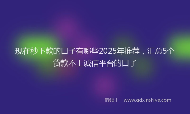 现在秒下款的口子有哪些2025年推荐，汇总5个贷款不上诚信平台的口子