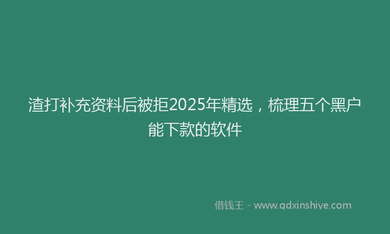 渣打补充资料后被拒2025年精选，梳理五个黑户能下款的软件