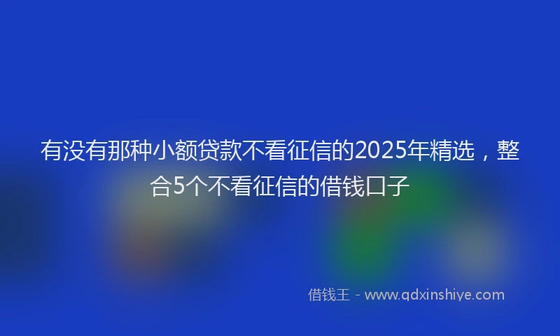 有没有那种小额贷款不看征信的2025年精选，整合5个不看征信的借钱口子