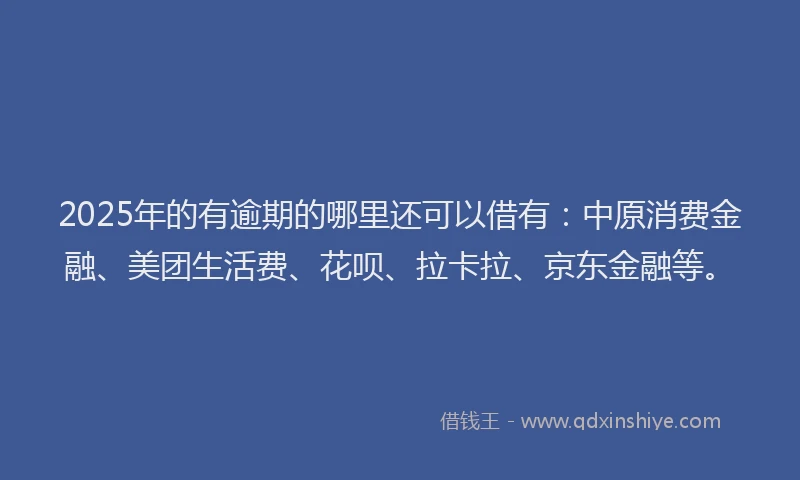 2025年的有逾期的哪里还可以借有：中原消费金融、美团生活费、花呗、拉卡拉、京东金融等。
