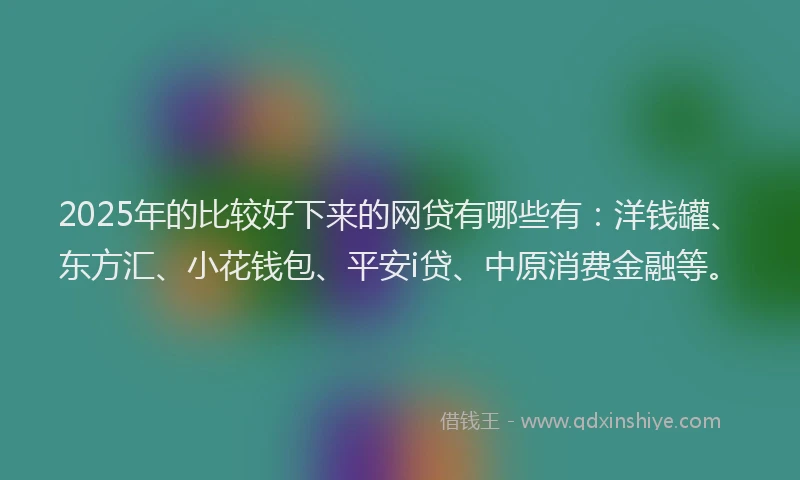 2025年的比较好下来的网贷有哪些有：洋钱罐、东方汇、小花钱包、平安i贷、中原消费金融等。