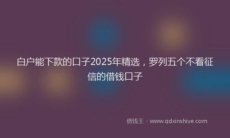 白户能下款的口子2025年精选，罗列五个不看征信的借钱口子