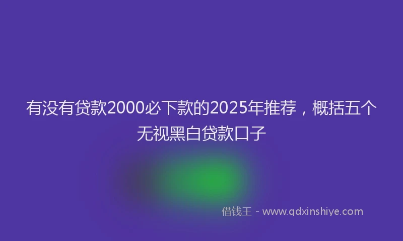 有没有贷款2000必下款的2025年推荐，概括五个无视黑白贷款口子