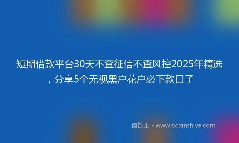 短期借款平台30天不查征信不查风控2025年精选，分享5个无视黑户花户必下款口子