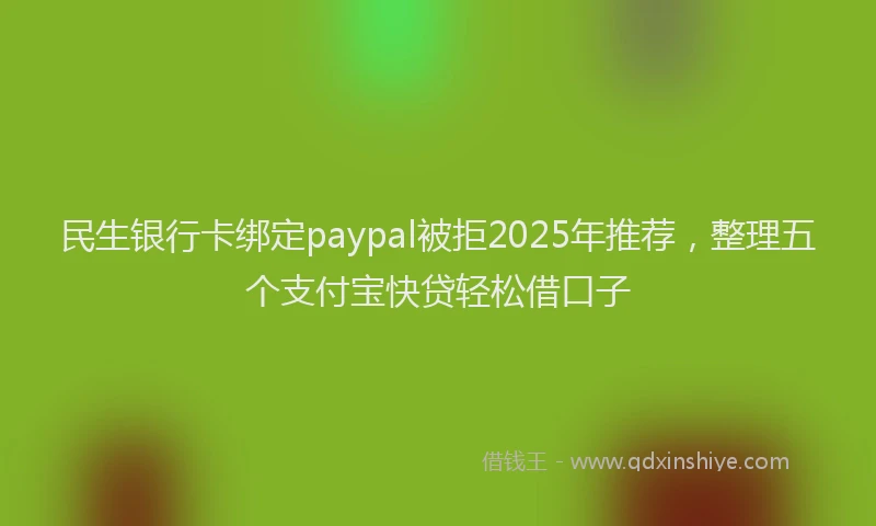 民生银行卡绑定paypal被拒2025年推荐，整理五个支付宝快贷轻松借口子