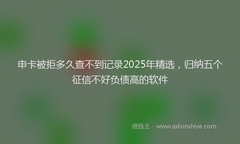 申卡被拒多久查不到记录2025年精选，归纳五个征信不好负债高的软件