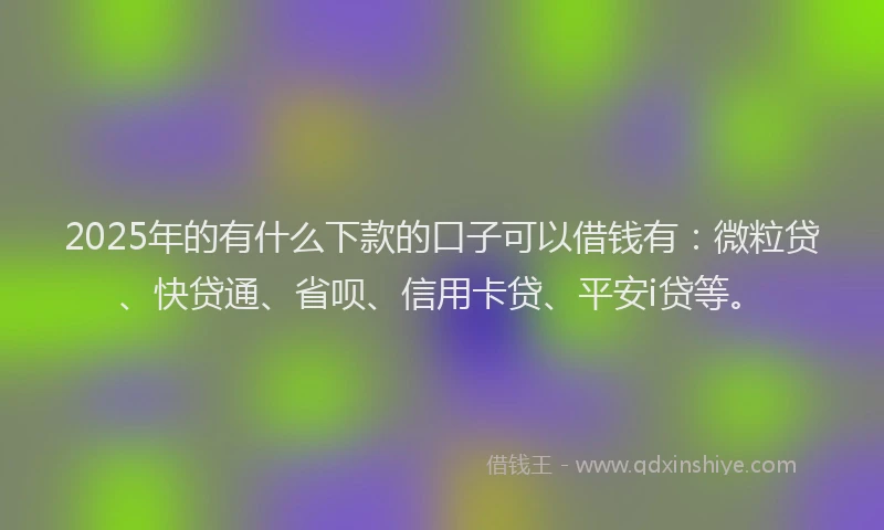 2025年的有什么下款的口子可以借钱有：微粒贷、快贷通、省呗、信用卡贷、平安i贷等。