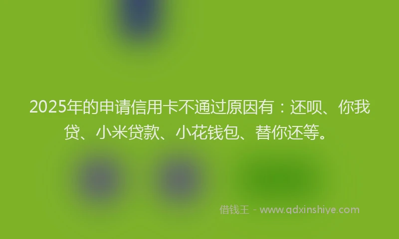 2025年的申请信用卡不通过原因有：还呗、你我贷、小米贷款、小花钱包、替你还等。