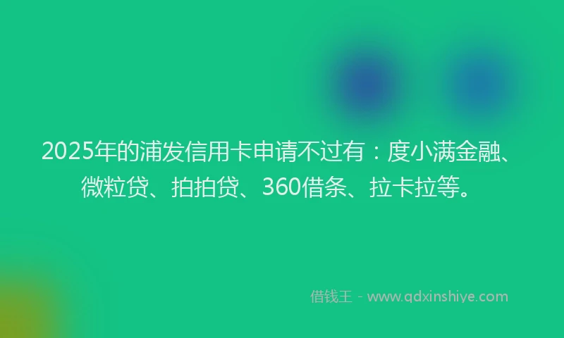 2025年的浦发信用卡申请不过有：度小满金融、微粒贷、拍拍贷、360借条、拉卡拉等。