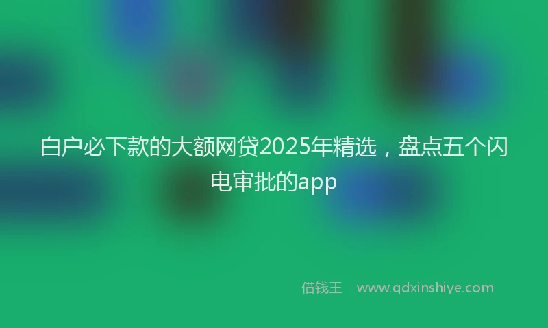 白户必下款的大额网贷2025年精选，盘点五个闪电审批的app