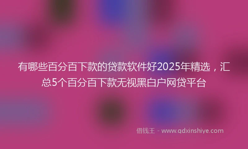 有哪些百分百下款的贷款软件好2025年精选，汇总5个百分百下款无视黑白户网贷平台