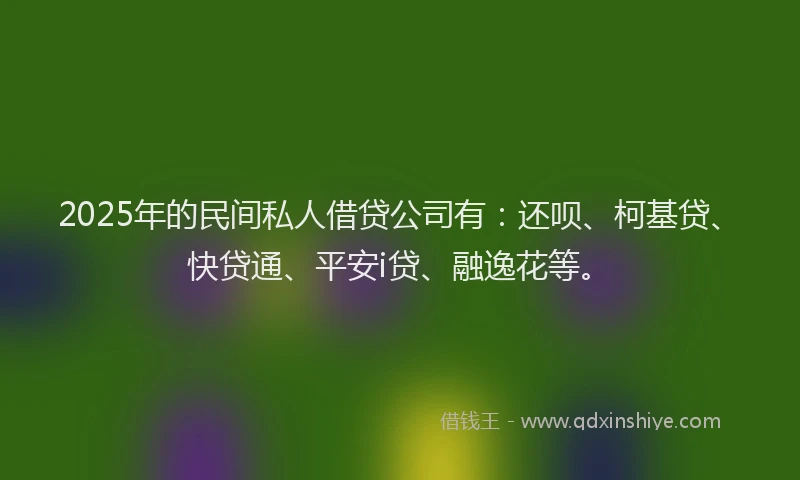 2025年的民间私人借贷公司有：还呗、柯基贷、快贷通、平安i贷、融逸花等。