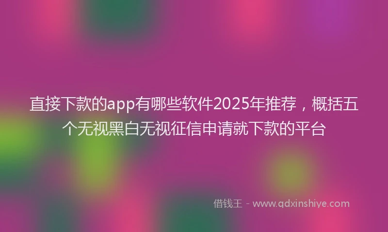 直接下款的app有哪些软件2025年推荐，概括五个无视黑白无视征信申请就下款的平台