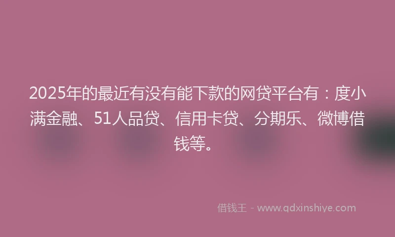 2025年的最近有没有能下款的网贷平台有：度小满金融、51人品贷、信用卡贷、分期乐、微博借钱等。