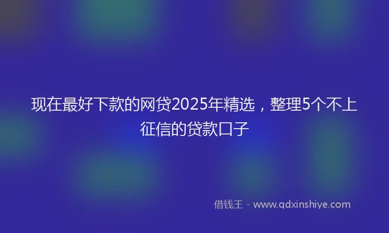 现在最好下款的网贷2025年精选，整理5个不上征信的贷款口子