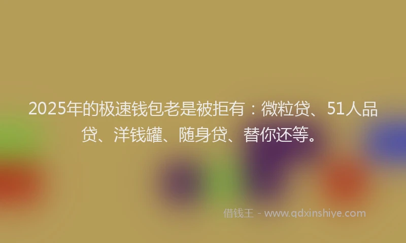 2025年的极速钱包老是被拒有：微粒贷、51人品贷、洋钱罐、随身贷、替你还等。