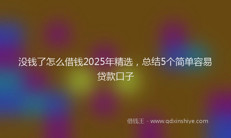 没钱了怎么借钱2025年精选，总结5个简单容易贷款口子