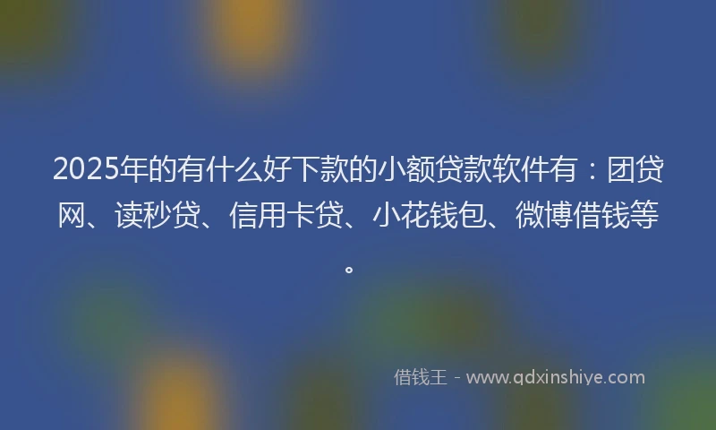 2025年的有什么好下款的小额贷款软件有：团贷网、读秒贷、信用卡贷、小花钱包、微博借钱等。