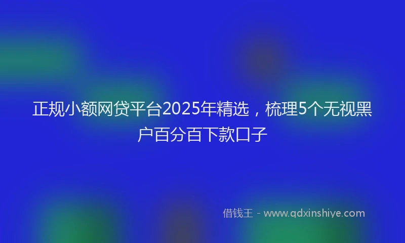 正规小额网贷平台2025年精选，梳理5个无视黑户百分百下款口子