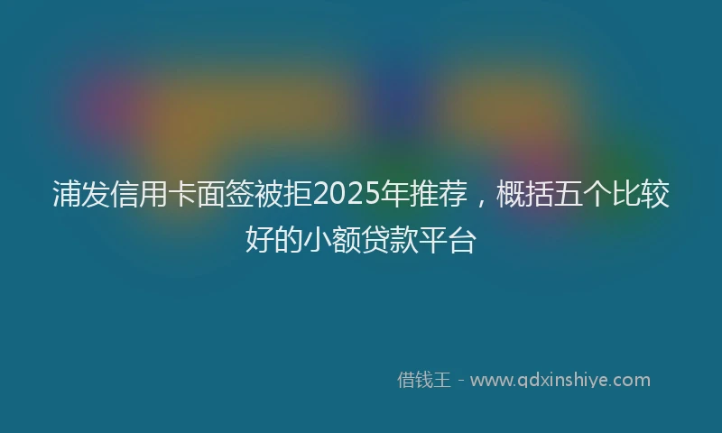 浦发信用卡面签被拒2025年推荐，概括五个比较好的小额贷款平台