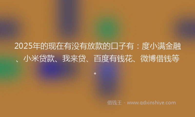 2025年的现在有没有放款的口子有：度小满金融、小米贷款、我来贷、百度有钱花、微博借钱等。