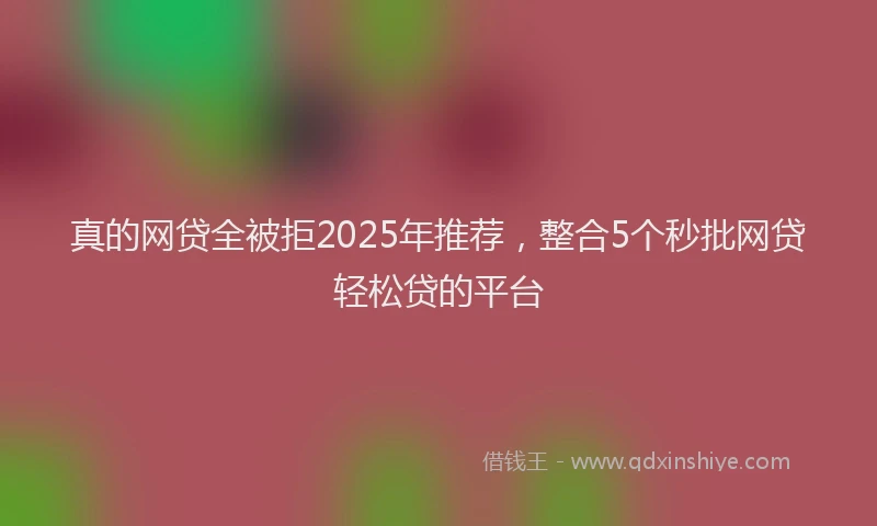 真的网贷全被拒2025年推荐，整合5个秒批网贷轻松贷的平台