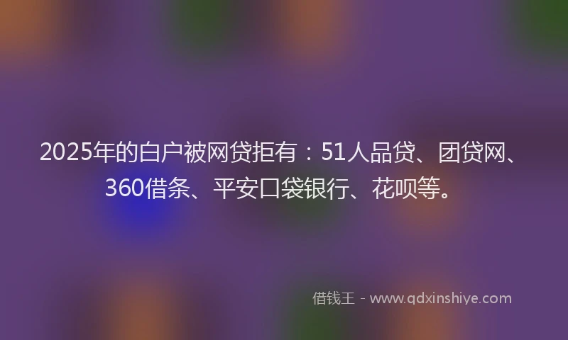 2025年的白户被网贷拒有：51人品贷、团贷网、360借条、平安口袋银行、花呗等。