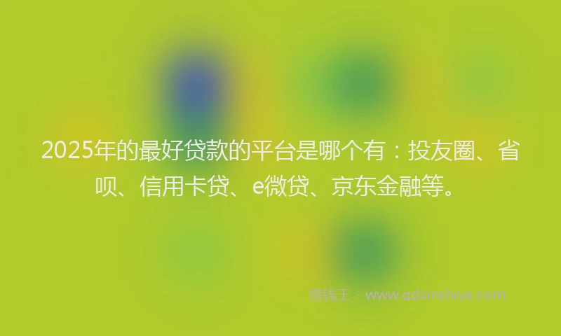 2025年的最好贷款的平台是哪个有：投友圈、省呗、信用卡贷、e微贷、京东金融等。