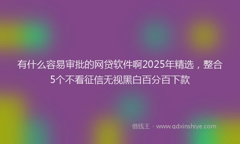 有什么容易审批的网贷软件啊2025年精选，整合5个不看征信无视黑白百分百下款