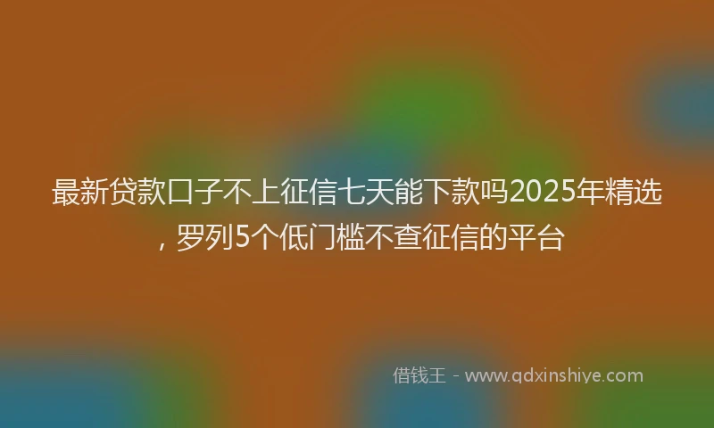 最新贷款口子不上征信七天能下款吗2025年精选，罗列5个低门槛不查征信的平台