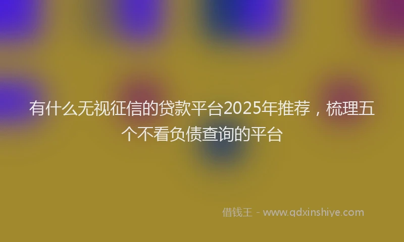 有什么无视征信的贷款平台2025年推荐，梳理五个不看负债查询的平台