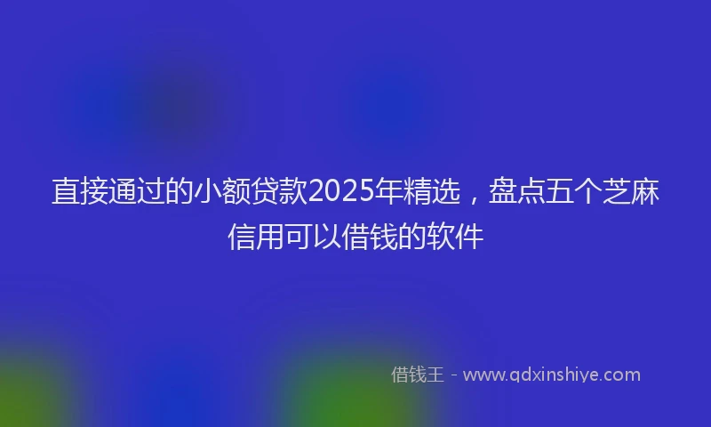 直接通过的小额贷款2025年精选，盘点五个芝麻信用可以借钱的软件