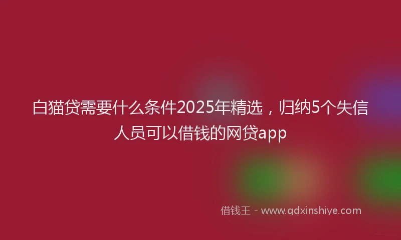 白猫贷需要什么条件2025年精选，归纳5个失信人员可以借钱的网贷app