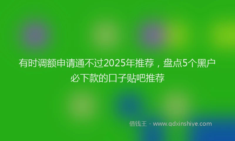 有时调额申请通不过2025年推荐，盘点5个黑户必下款的口子贴吧推荐