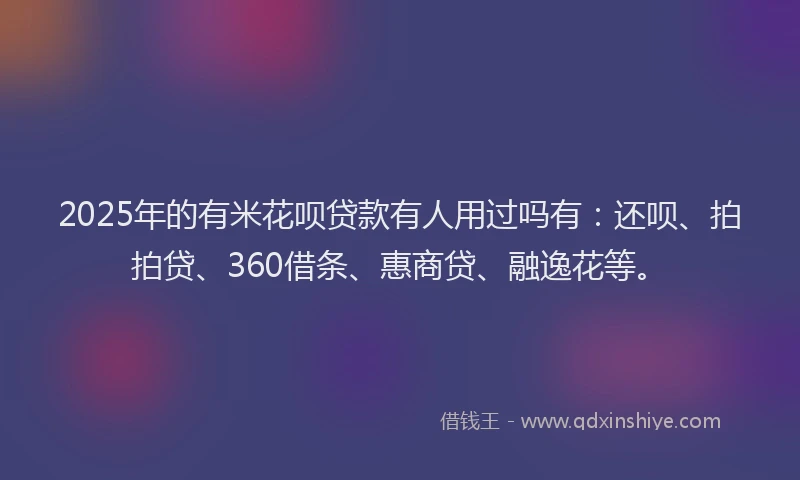 2025年的有米花呗贷款有人用过吗有：还呗、拍拍贷、360借条、惠商贷、融逸花等。