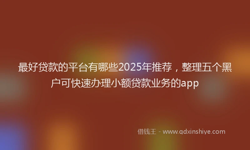 最好贷款的平台有哪些2025年推荐，整理五个黑户可快速办理小额贷款业务的app
